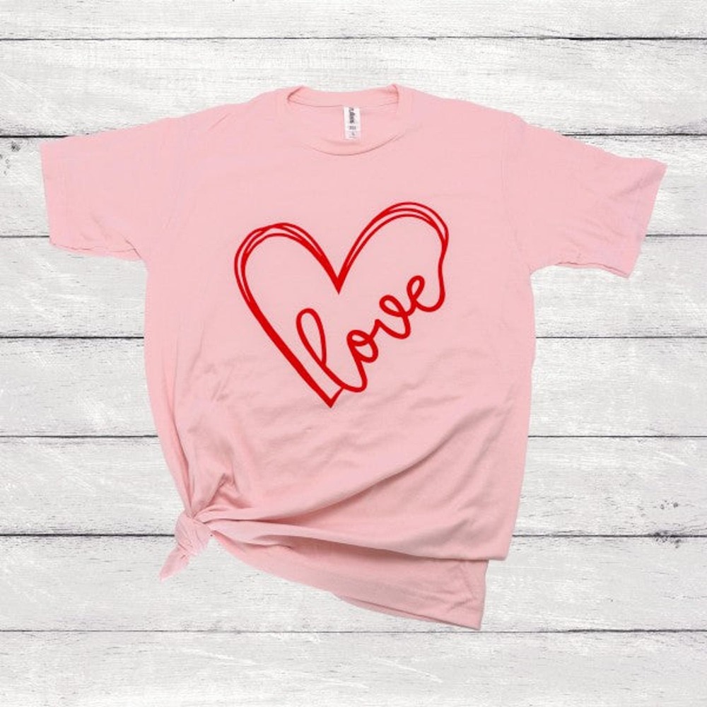 Pink Love Heart Graphic Tee